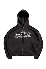 Black Tag Zipper Oversized Hoodie OGONPUSHKA 8043331 photo №9