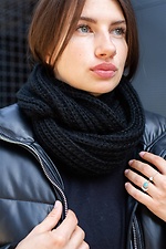 Теплий зимовий шарф хомут грубої в'язки чорного кольору Without 8048331 фото №2