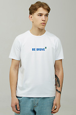 White cotton T-shirt with slogan on the chest GEN 9000331 photo №1