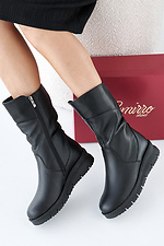 Women's leather winter boots, black.  2505332 photo №5