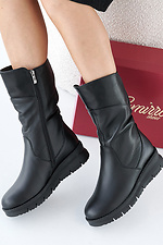 Women's leather winter boots, black.  2505332 photo №6