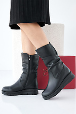 Women's leather winter boots, black.  2505332 photo №7