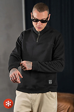 Чоловічий теплий світшот із коміром на блискавці Collar Zip Чорний Teamv 8034332 фото №2