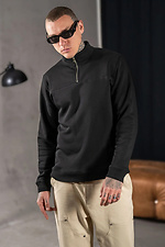 Чоловічий теплий світшот із коміром на блискавці Collar Zip Чорний Teamv 8034332 фото №4