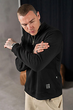 Men's Warm Sweatshirt with Zip Collar Collar Zip Black Teamv 8034332 photo №5