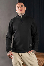 Men's Warm Sweatshirt with Zip Collar Collar Zip Black Teamv 8034332 photo №7