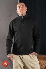 Чоловічий теплий світшот із коміром на блискавці Collar Zip Чорний Teamv 8034332 фото №7