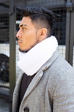 Warm winter scarf in large knit white Without 8048332 photo №2