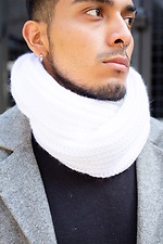 Warm winter scarf in large knit white Without 8048332 photo №4