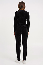 Велюровые спортивные штаны с широким поясом черного цвета Garne 3039333 фото №3