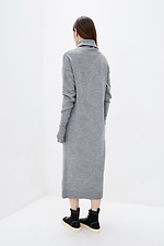 Warm knitted straight-cut dress with yoke collar and leg slit  4038333 photo №3