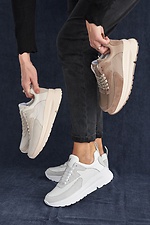 Milky spring leather sneakers with white soles  8019333 photo №2