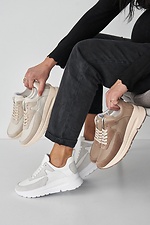 Milky spring leather sneakers with white soles  8019333 photo №3
