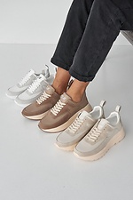 Milky spring leather sneakers with white soles  8019333 photo №4
