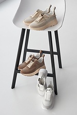 Milky spring leather sneakers with white soles  8019333 photo №5