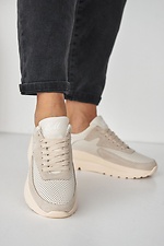 Milky spring leather sneakers with white soles  8019333 photo №11