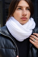 Warm winter scarf in large knit white Without 8048333 photo β2