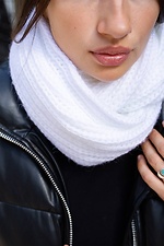 Теплый зимний шарф хомут крупной вязки белого цвета Without 8048333 фото №4