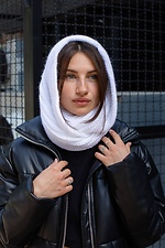 Warm winter scarf in large knit white Without 8048333 photo β5