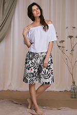Women's cotton set for sleep and home: wide shorts and white t-shirt Key 2026334 photo №1