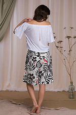 Damen-Baumwollset für Schlaf und Zuhause: weite Shorts und weißes T-Shirt Key 2026334 Foto №2