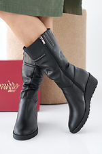 Damen-Winterstiefel aus schwarzem Leder  2505334 Foto №2