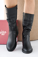 Damen-Winterstiefel aus schwarzem Leder  2505334 Foto №5