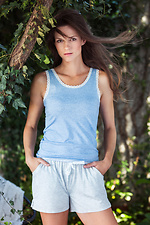 Cotton summer set for sleeping with shorts and a T-shirt Key 2026335 photo №1