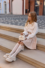 Beige Kniestrümpfe für Kinder mit Schleife und Strass M-SOCKS 2040335 Foto №5