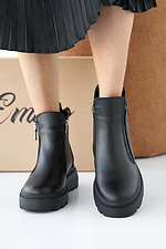 Damen-Winterstiefel aus schwarzem Leder  2505335 Foto №4