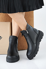 Damen-Winterstiefel aus Leder, schwarz  2505335 Foto №5