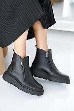 Damen-Winterstiefel aus Leder, schwarz  2505335 Foto №6