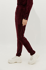 Велюровые спортивные штаны с широким поясом сливового цвета Garne 3039335 фото №3