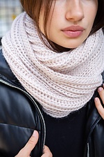 Теплый зимний шарф хомут крупной вязки бежевого цвета Without 8048335 фото №4