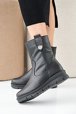 Women's leather winter boots, black  2505336 photo №2