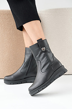 Women's leather winter boots, black  2505336 photo №6
