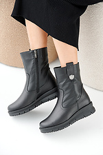 Women's leather winter boots, black  2505336 photo №8