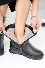 Women's leather winter boots, black  2505336 photo №9