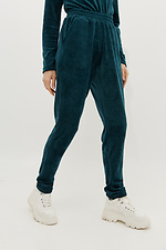Green velor sweatpants with wide waistband Garne 3039336 photo №3