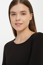 Schwarzes, tailliertes Strickoberteil von NIKKI mit langen Ärmeln Garne 3043336 Foto №8