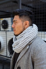 Warm winter scarf collar large knit gray Without 8048336 photo №2