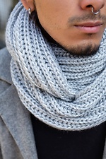 Warm winter scarf collar large knit gray Without 8048336 photo №5