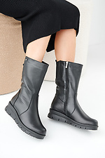 Women's leather winter boots black  2505337 photo №8