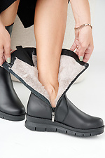 Women's leather winter boots black  2505337 photo №9