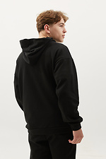 Black cotton hooded hoodie with large front pocket GEN 8000337 photo №3