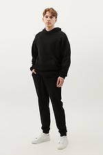 Black cotton hooded hoodie with large front pocket GEN 8000337 photo №4