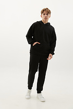 Black cotton hooded hoodie with large front pocket GEN 8000337 photo №5