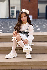 Milchige Kinderkniestrümpfe mit Schleife und Strass M-SOCKS 2040338 Foto №2