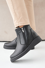 Damen-Winterstiefel aus Leder in Schwarz  2505338 Foto №2