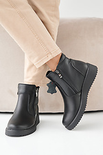 Damen-Winterstiefel aus Leder in Schwarz  2505338 Foto №3